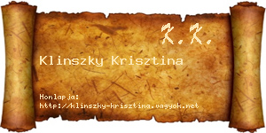 Klinszky Krisztina névjegykártya